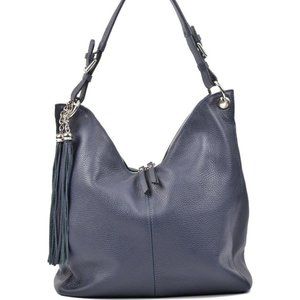 Carla Ferreri Blue Leather Hobo Bag